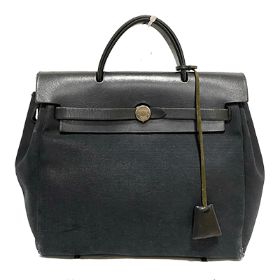 エルメス エールバッグアド 黒 トワルオフィシエ×ボックスカーフ