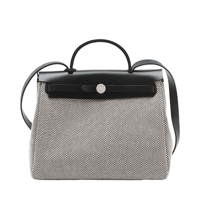 エルメス エールバッグジップPM トワルGMxレザー ブラック シルバー