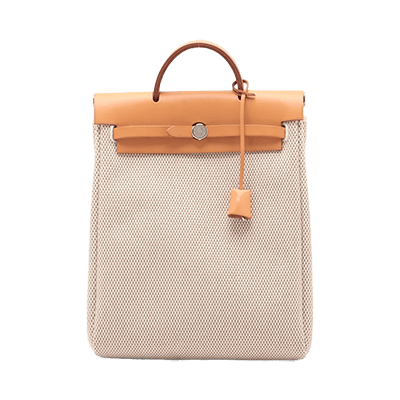 エルメス エールバッグアドPM トワルGM×カーフレザーxレザー ベージュ シルバー