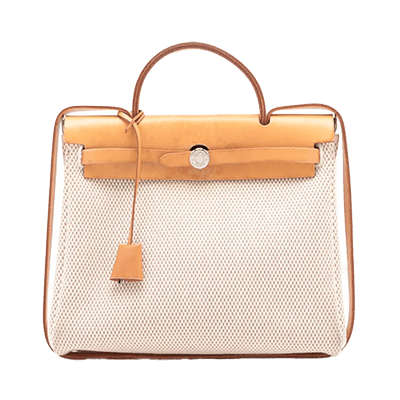 エルメス エールバッグPM トワルGM×カーフレザー ベージュ シルバー