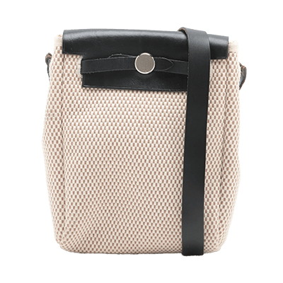 エルメス エールバッグTPM トワルGM×カーフレザー ベージュ シルバー