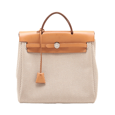 エルメス エールバッグアドPM トワルGM×カーフレザー ベージュ シルバー