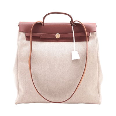 エルメス エールバッグGM トワルアッシュ×レザー ブラウン ゴールド