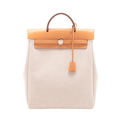 エルメス エールバッグアドPM トワルGM×カーフレザー ベージュ シルバー