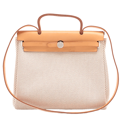 エルメス エールバッグPM トワルGM×カーフレザー ベージュ シルバー