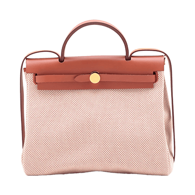 エルメス エールバッグ ジップ 31 ルトゥルネ トワルGM×カーフレザー ベージュ ゴールド