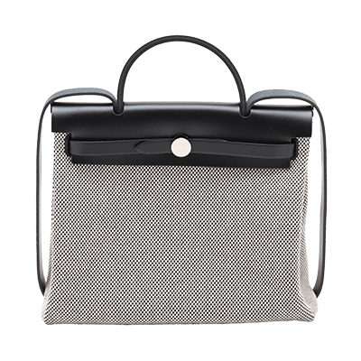 エルメス エールバッグ ジップ 31 トワルGM×カーフレザー ブラック シルバー