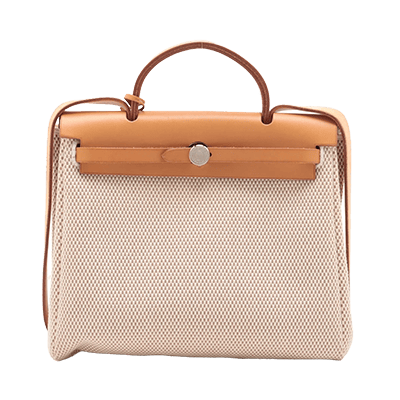 エルメス エールバッグPM トワルGM×カーフレザー ベージュ シルバー