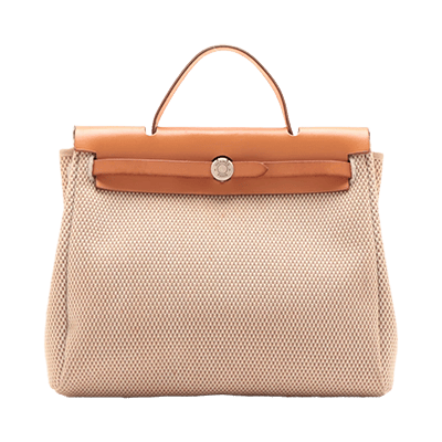 エルメス エールバッグPM トワルGM×カーフレザー ベージュ シルバー