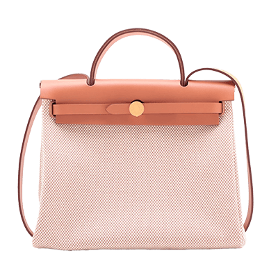 エルメス エールバッグ ジップ 31 ルトゥルネ トワルGM×カーフレザー ベージュ ゴールド