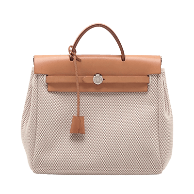 エルメス エールバッグアドPM トワルGM×カーフレザー ベージュ シルバー