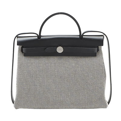 エルメス エールバッグ ジップ 31 トワルGM×カーフレザー ブラック シルバー