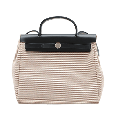 エルメス エールバッグPM トワルGM×カーフレザー ブラック シルバー