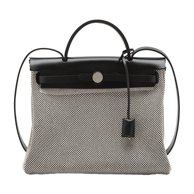 エルメス エールバッグ ジップ 31 ルトゥルネ トワルGM×カーフレザー ブラック シルバー