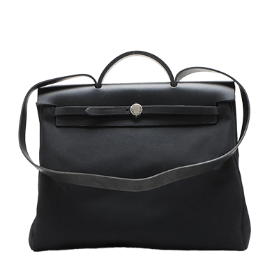 エルメス エールバッグGM トワルオフィシエ×カーフレザー ブラック シルバー