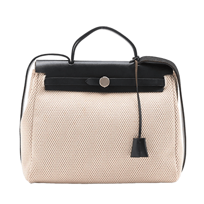 エルメス エールバッグアドPM トワルGM×カーフレザー ブラック シルバー