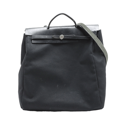 エルメス エールバッグGM トワルオフィシエ×カーフレザー ブラック シルバー