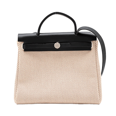 エルメス エールバッグPM トワルGM×カーフレザー ブラック シルバー