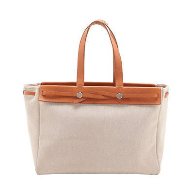 エルメス エールバッグ カバスGM トワルアッシュ×レザー ブラウン シルバー