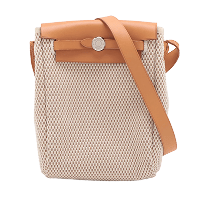 エルメス エールバッグTPM トワルGM×カーフレザー ベージュ シルバー