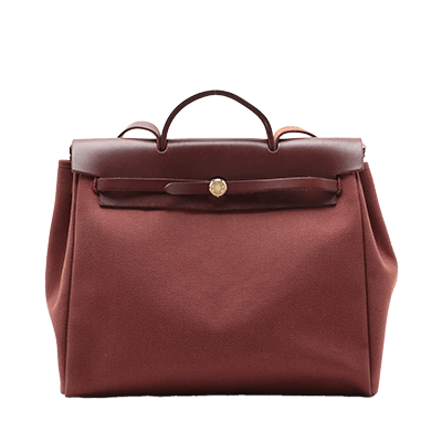 エルメス エールバッグGM キャンバス×レザー ブラウン ゴールド