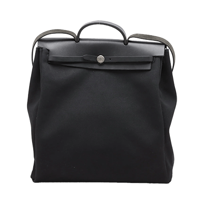 エルメス エールバッグMM トワルオフィシエ×カーフレザー ブラック シルバー