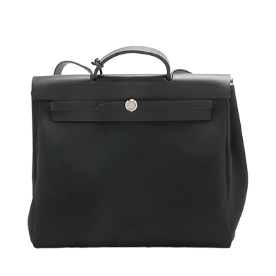 エルメス エールバッグMM トワルオフィシエ×カーフレザー ブラック シルバー