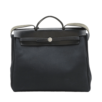 エルメス エールバッグMM トワルオフィシエ×カーフレザー ブラック シルバー