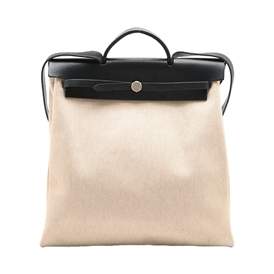 エルメス エールバッグMM トワルアッシュ×レザー ブラック×ベージュ シルバー