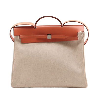 エルメス エールバッグMM トワルアッシュxレザー ベージュ シルバー