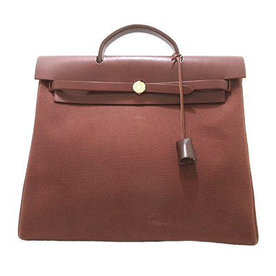 エルメス エールバッグMM ダークブラウン トワルアッシュ×レザー