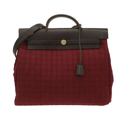 エルメス エールバッグMM ボルドー×ダークブラウン ワッフルキャンバス×ボックスカーフ