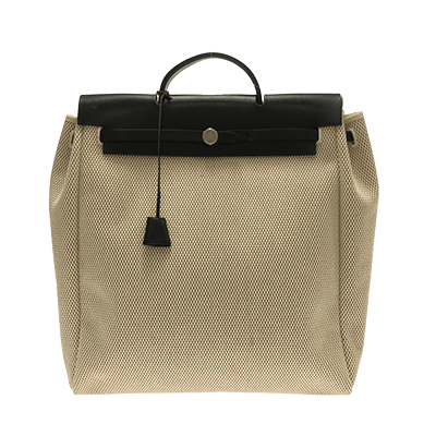 エルメス エールバッグMM アイボリー×ダークブラウン×黒 トワルGM×ボックスカーフ