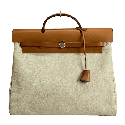 エルメス エールバッグMM ベージュ×オレンジ トワルアッシュ×ボックスカーフ