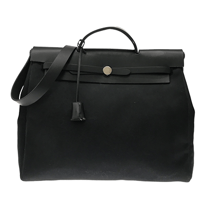 エルメス エールバッグMM 黒 トワルオフィシエ×ボックスカーフ