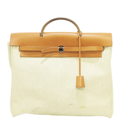 エルメス エールバッグMM アイボリー×ライトブラウン トワルアッシュ×ボックスカーフ