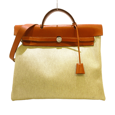 エルメス エールバッグMM アイボリー×ブラウン トワルアッシュ×ボックスカーフ