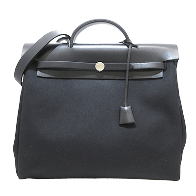 エルメス エールバッグMM 黒 トワルオフィシエ×ボックスカーフ