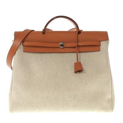 エルメス エールバッグMM アイボリー×ブラウン トワルアッシュ×ボックスカーフ