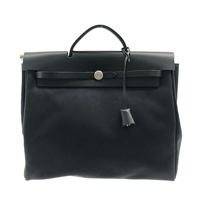 エルメス エールバッグMM 黒 トワルオフィシエ×ボックスカーフ