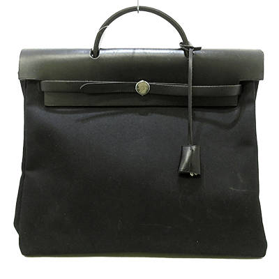 エルメス エールバッグMM 黒 トワルアッシュ×ボックスカーフ