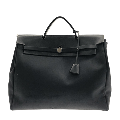 エルメス エールバッグMM 黒 トワルアッシュ×ボックスカーフ