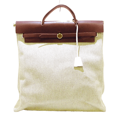 エルメス エールバッグMM アイボリー×ブラウン トワルアッシュ×ボックスカーフ