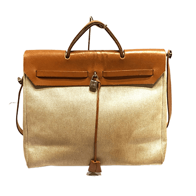 エルメス エールバッグMM アイボリー×ブラウン トワルアッシュ×ボックスカーフ