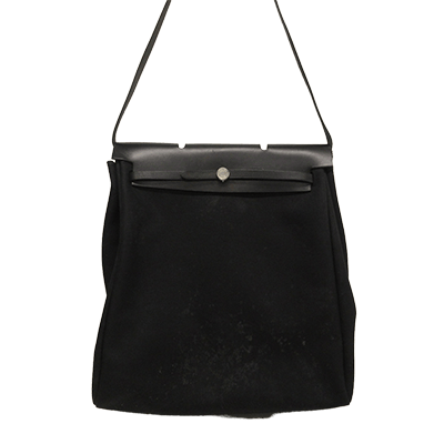 エルメス エールバッグMM 黒 トワルオフィシエ×ボックスカーフ