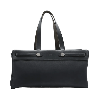 エルメス エールバッグ カバスMM トワルオフィシエxレザー ブラック シルバー