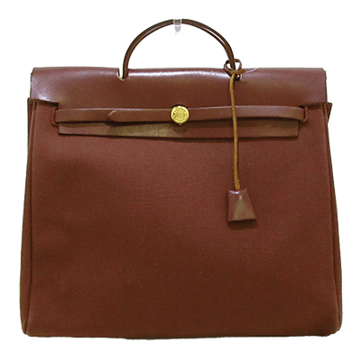 エルメス エールバッグMM ブラウン トワルオフィシエ×ボックスカーフ