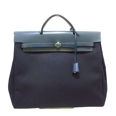 エルメス エールバッグMM ネイビー トワルオフィシエ×ボックスカーフ