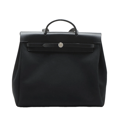 エルメス エールバッグMM トワルオフィシエ×カーフレザー ブラック シルバー