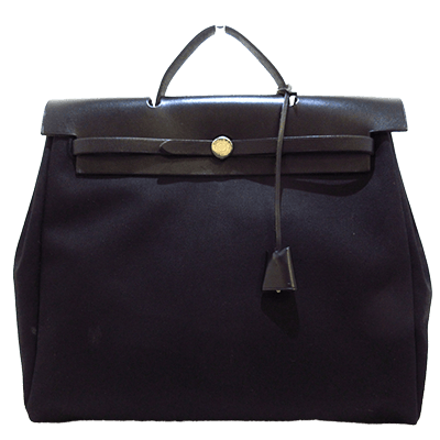 エルメス エールバッグMM 黒 トワルオフィシエ×ボックスカーフ